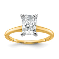 14ktt 1 1/4ct Cert Lab Grown Diamond VS+ F+ Radiant Solitaire Comp Eng Ring