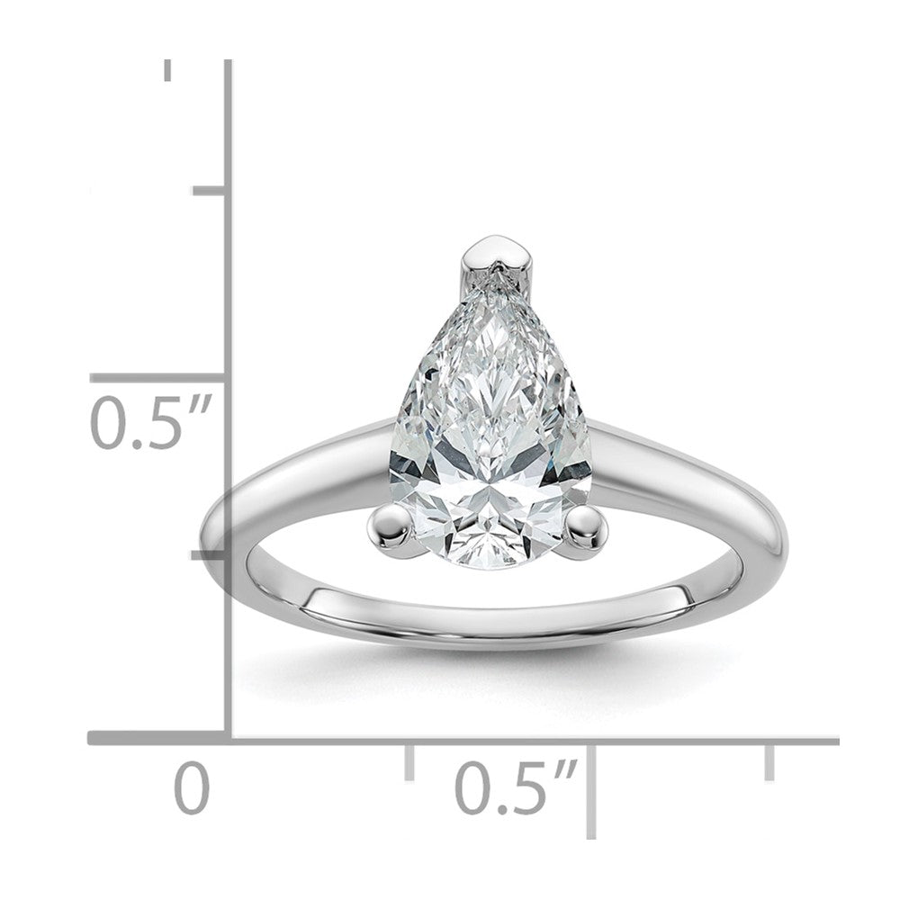 14kw 1 3/4ct Cert Lab Grown Diamond VS+ F+ Pear Solitaire Comp Eng Ring