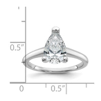 14kw 1 3/4ct Cert Lab Grown Diamond VS+ F+ Pear Solitaire Comp Eng Ring