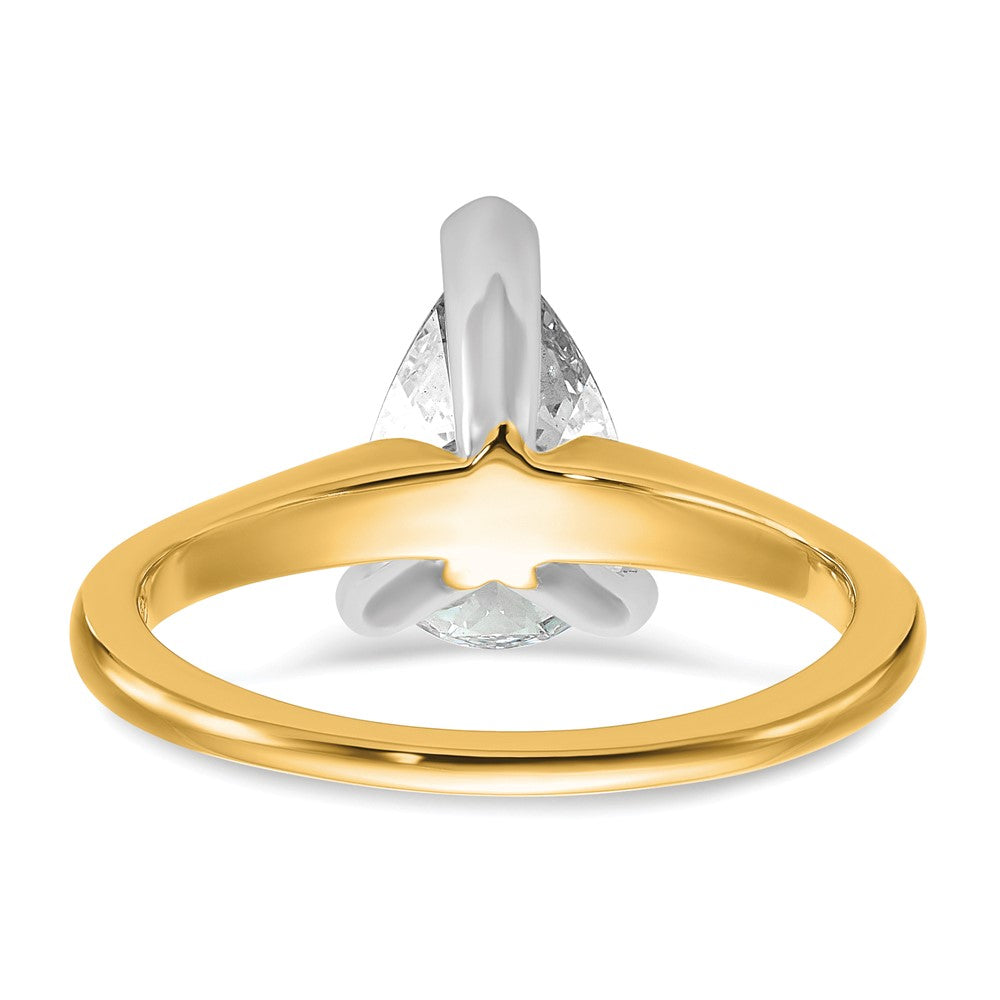 14ktt 1 3/4ct Cert Lab Grown Diamond VS/SI+ G+ Pear Solitaire Comp Eng Ring