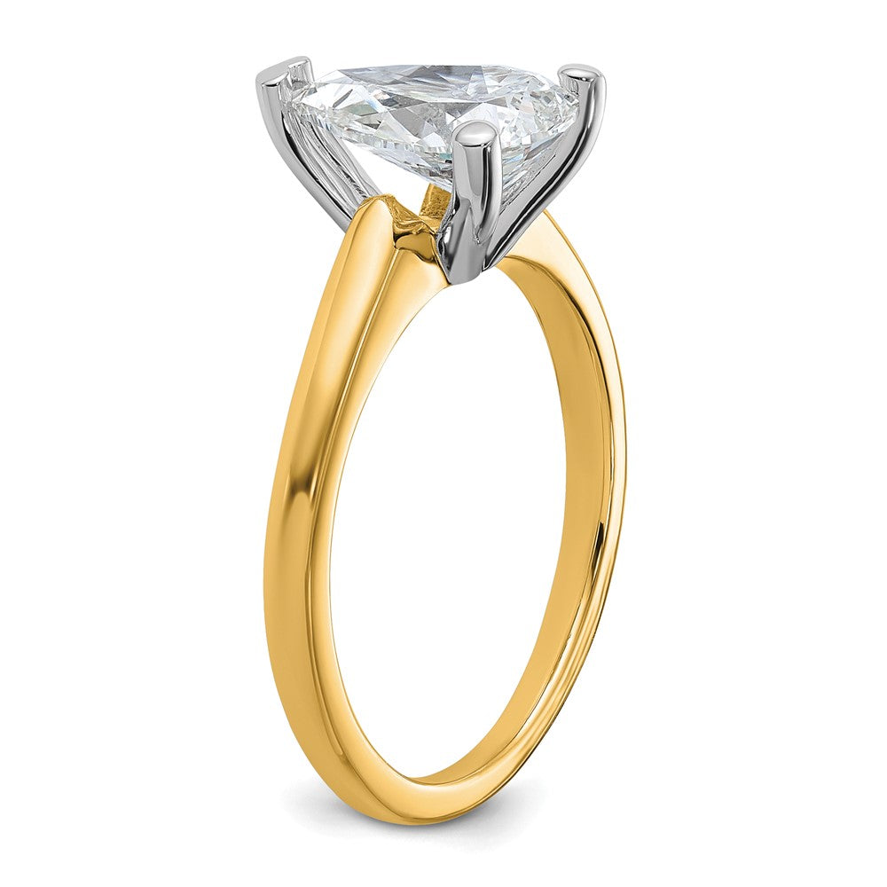 14ktt 1 3/4ct Lab Grown Diamond VS+ F+ Pear Solitaire Comp Eng Ring