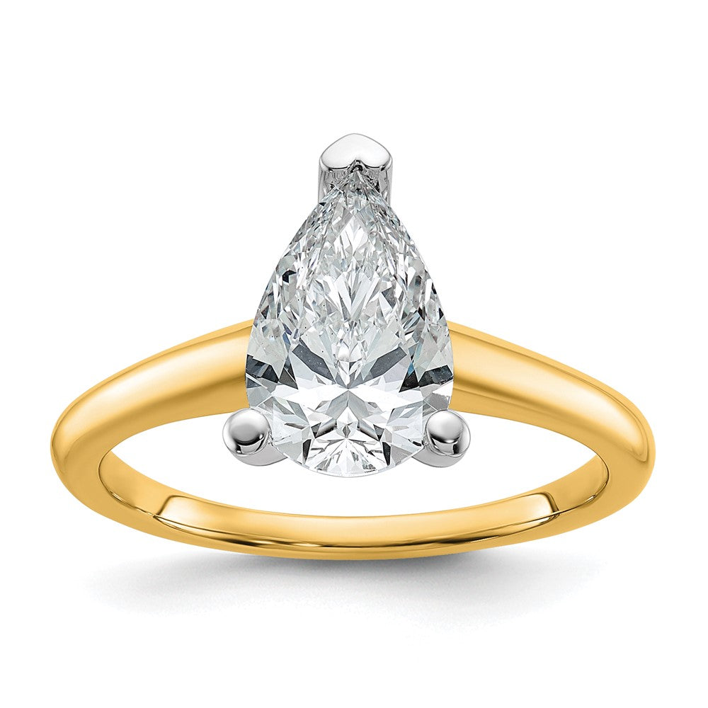 14ktt 1 3/4ct Cert Lab Grown Diamond VS/SI+ G+ Pear Solitaire Comp Eng Ring