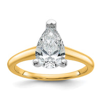 14ktt 1 3/4ct Lab Grown Diamond VS+ F+ Pear Solitaire Comp Eng Ring