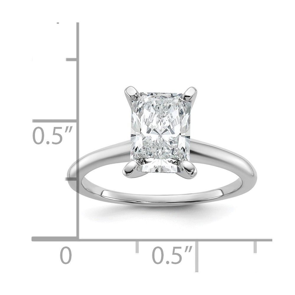 14kw 1 3/4ct Cert Lab Grown Diamond VS+ F+ Radiant Solitaire Comp Eng Ring