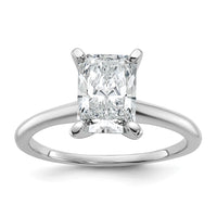 14kw 1 3/4ct Cert Lab Grown Diamond VS+ F+ Radiant Solitaire Comp Eng Ring