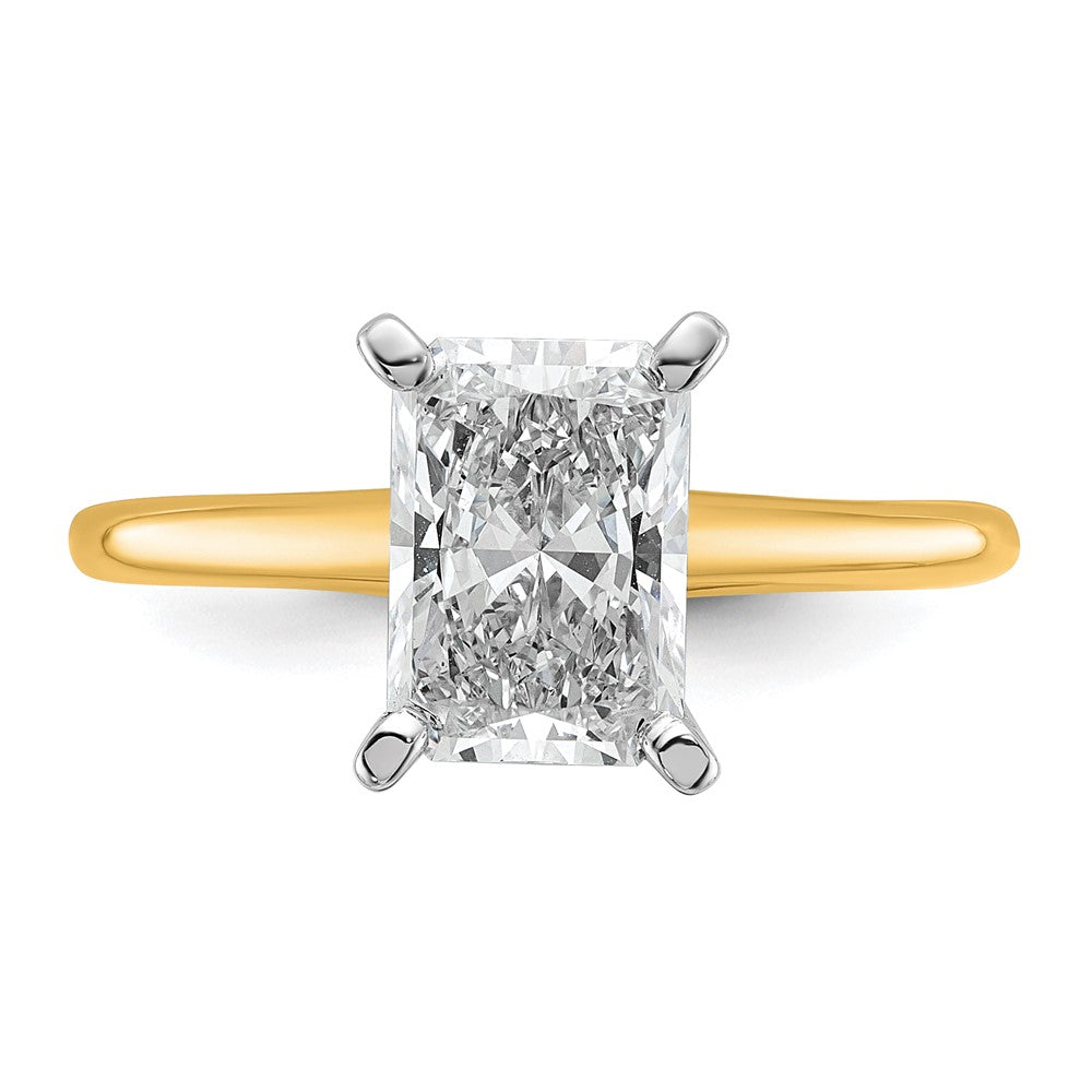 14ktt 1 3/4ct Cert Lab Grown Diamond VS+ F+ Radiant Solitaire Comp Eng Ring