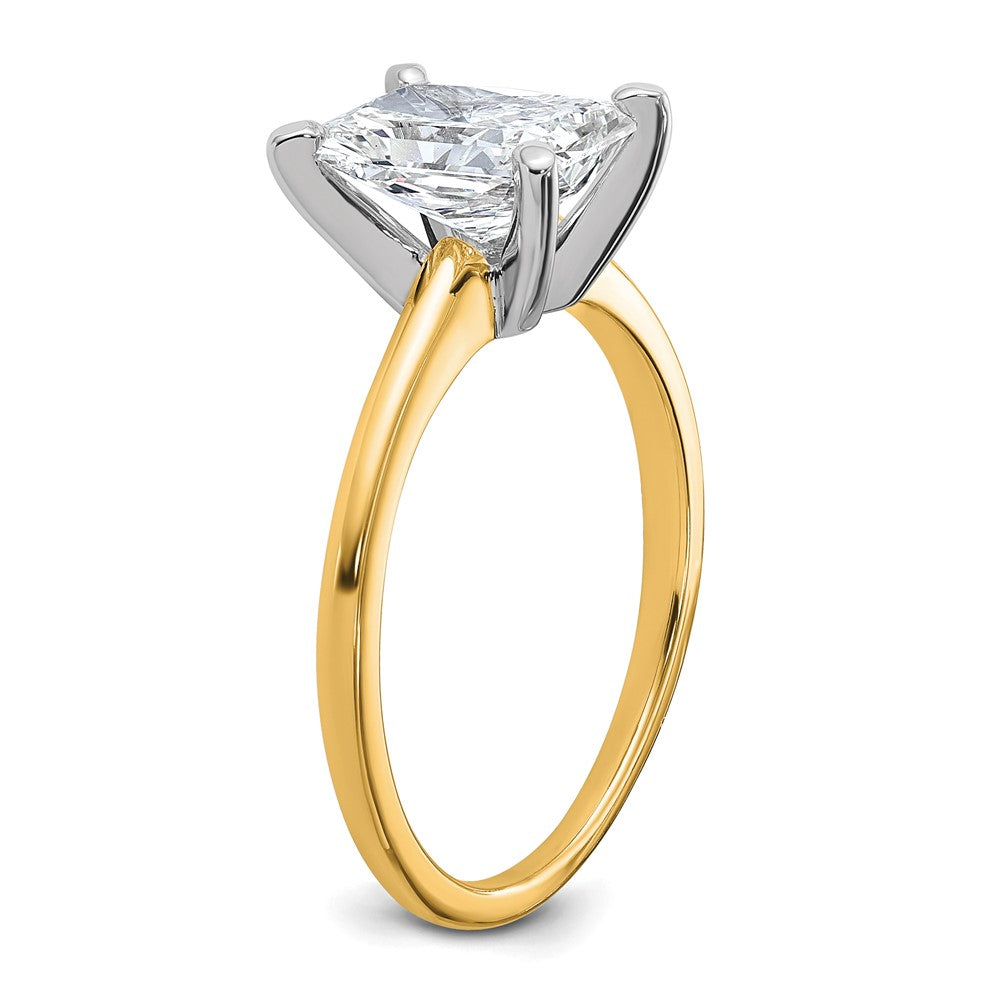 14ktt 1 3/4ct Cert Lab Grown Diamond VS+ F+ Radiant Solitaire Comp Eng Ring