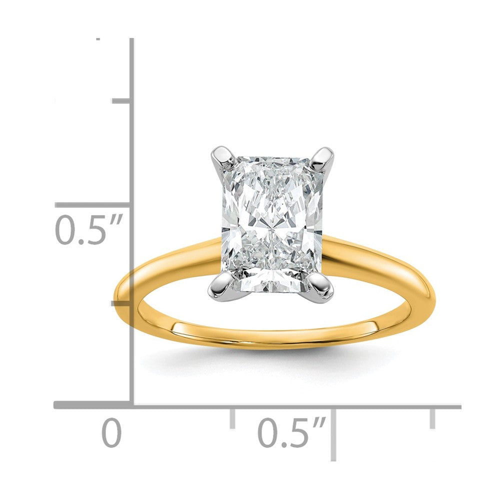 14ktt 1 3/4ct Cert Lab Grown Diamond VS+ F+ Radiant Solitaire Comp Eng Ring