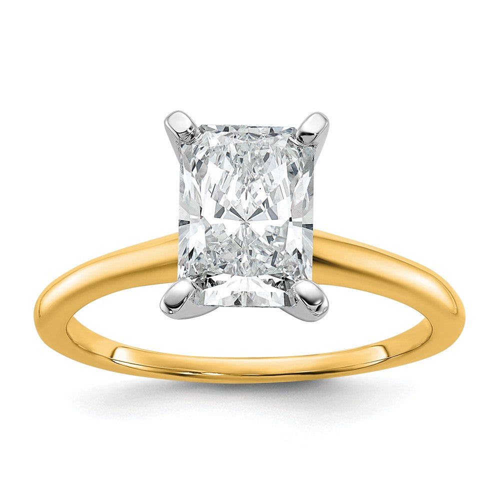 14ktt 1 3/4ct Cert Lab Grown Diamond VS+ F+ Radiant Solitaire Comp Eng Ring