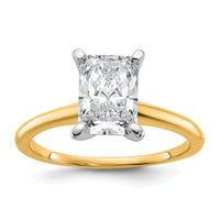 14ktt 1 3/4ct Cert Lab Grown Diamond VS+ F+ Radiant Solitaire Comp Eng Ring