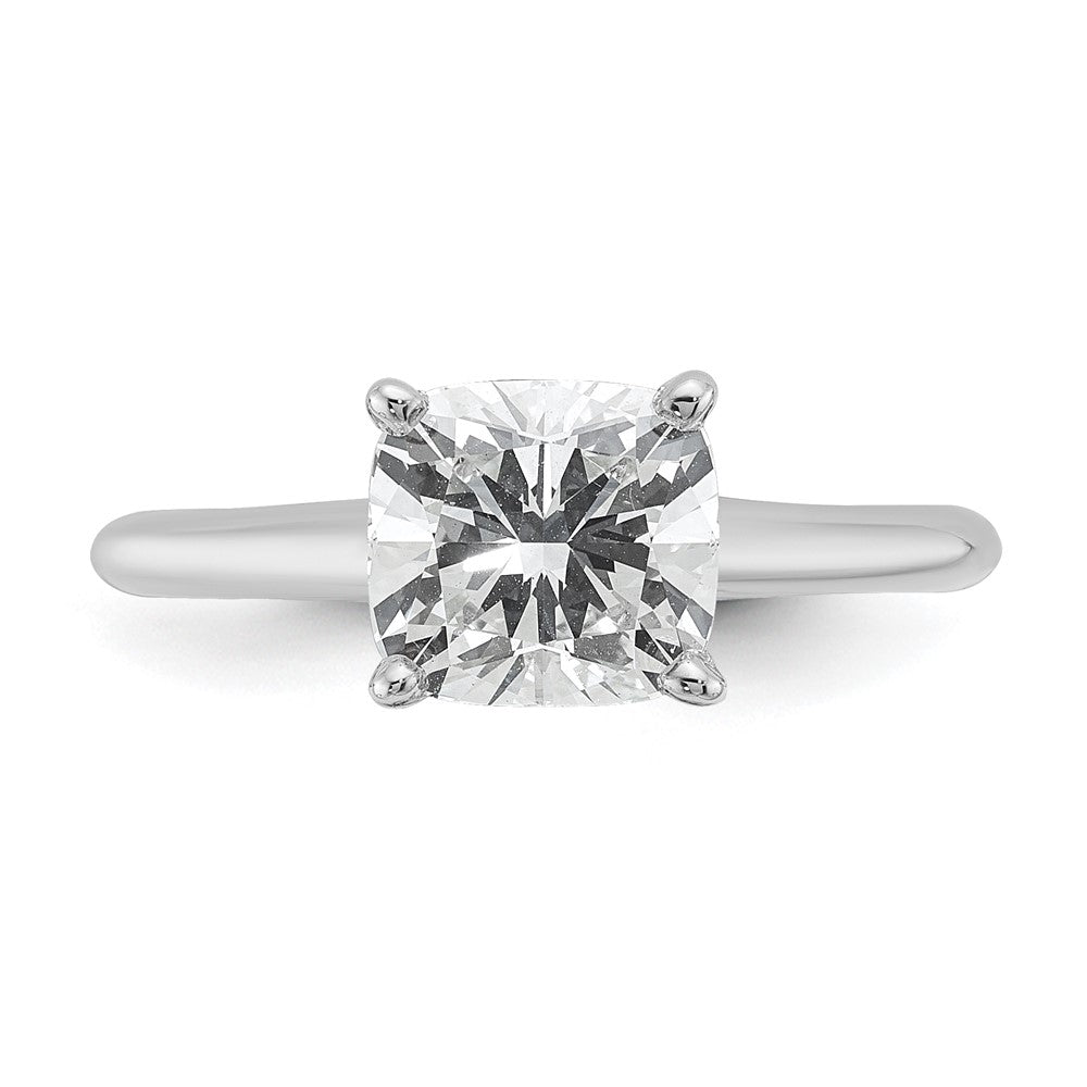 14kw 2ct Lab Grown Diamond VS+ F+ Cushion Comp Solitaire Eng Ring