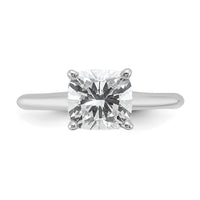 14kw 2ct Lab Grown Diamond VS+ F+ Cushion Comp Solitaire Eng Ring