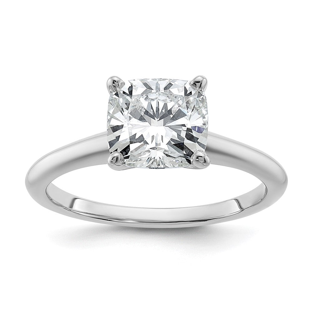 14kw 2ct Lab Grown Diamond VS+ F+ Cushion Comp Solitaire Eng Ring