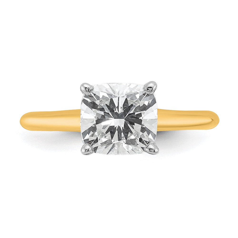 14ktt 2ct Lab Grown Diamond VS+ F+ Cushion Comp Solitaire Eng Ring