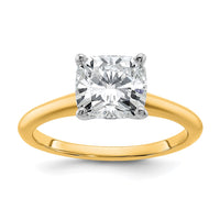 14ktt 2ct Cert Lab Grown Dia VS/SI+ G+ Cushion Comp Solitaire Eng Ring