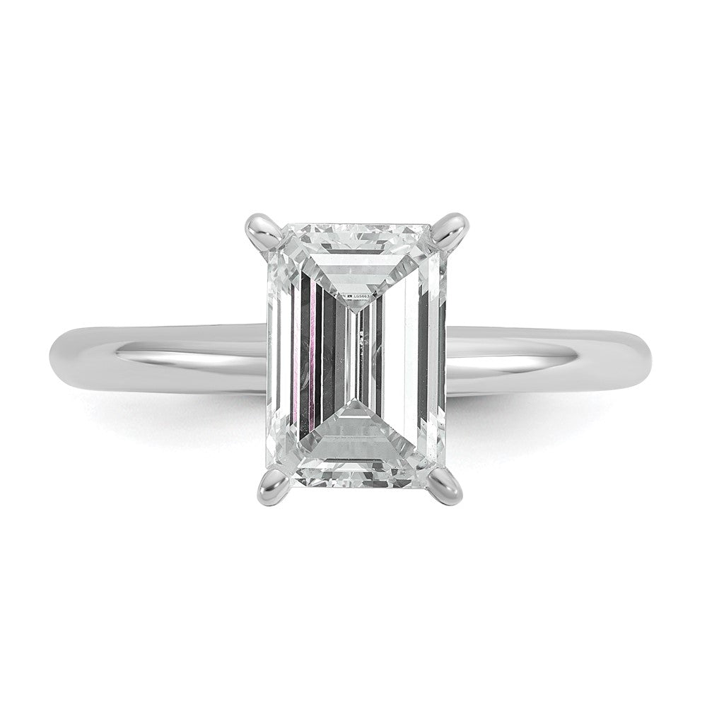 14kw 2ct Lab Grown Diamond VS/SI+ G+ Emerald Solitaire Comp Eng Ring
