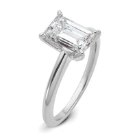 14kw 2ct Lab Grown Diamond VS+ F+ Emerald Solitaire Comp Eng Ring
