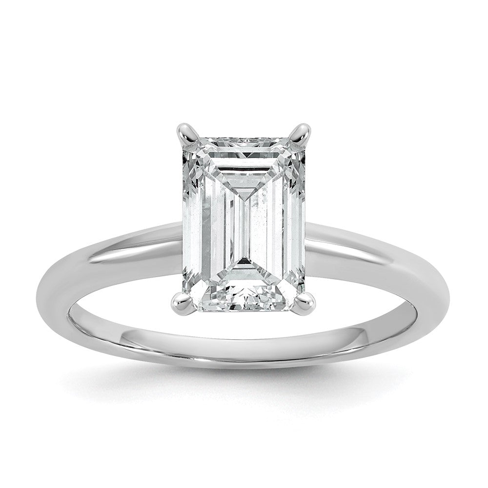 14kw 2ct Lab Grown Diamond VS/SI+ G+ Emerald Solitaire Comp Eng Ring