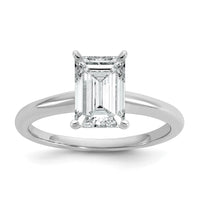 14kw 2ct Lab Grown Diamond VS/SI+ G+ Emerald Solitaire Comp Eng Ring