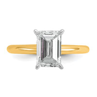 14ktt 2ct Lab Grown Diamond VS+ F+ Emerald Solitaire Comp Eng Ring