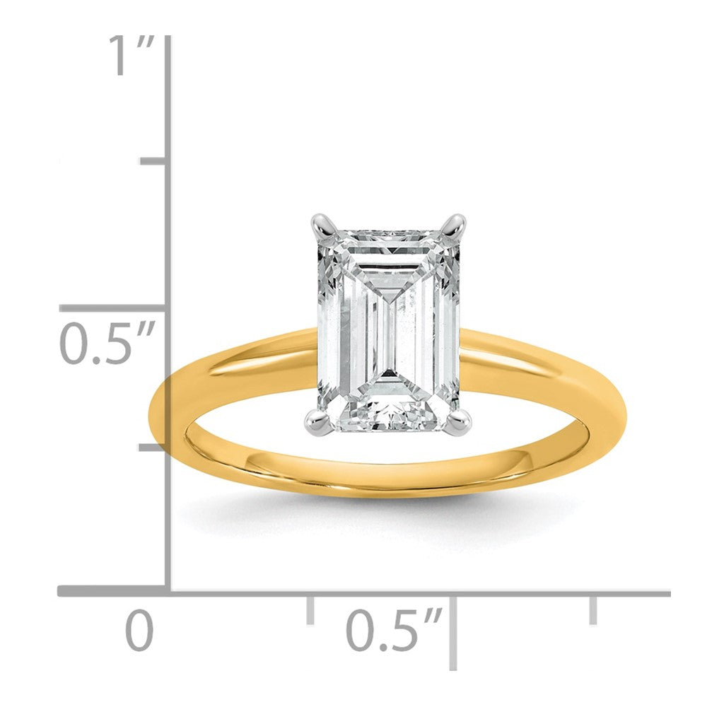 14ktt 2ct Lab Grown Diamond VS+ F+ Emerald Solitaire Comp Eng Ring