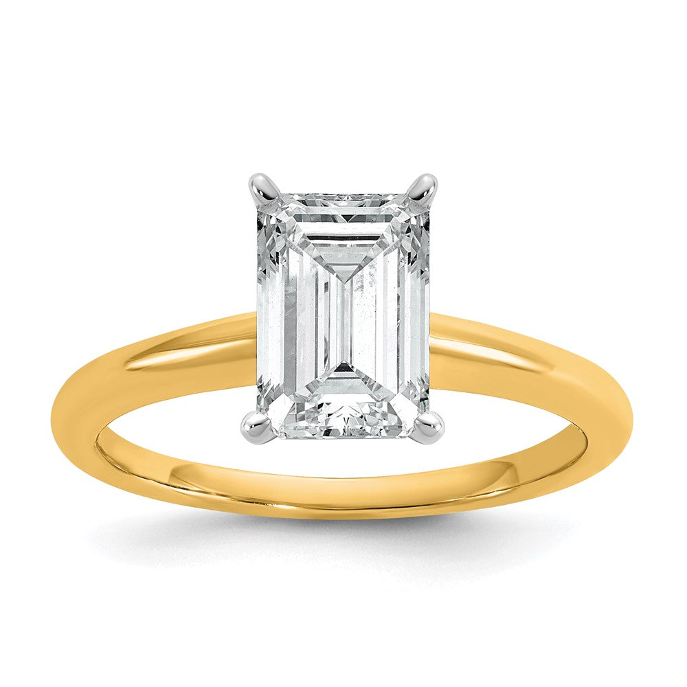 14ktt 2ct Lab Grown Diamond VS+ F+ Emerald Solitaire Comp Eng Ring