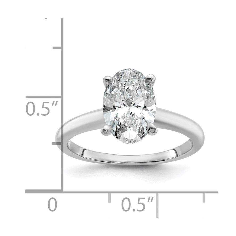 14kw 2ct Lab Grown Diamond VS+ F+ Oval Comp Solitaire Eng Ring