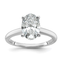 14kw 2ct Cert Lab Grown Diamond VS/SI+ G+ Oval Comp Solitaire Eng Ring