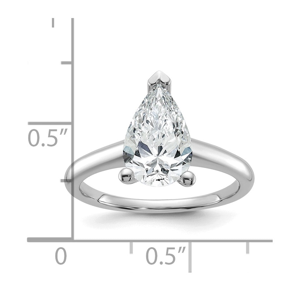 14kw 2ct Lab Grown Diamond VS/SI+ G+ Pear Solitaire Comp Eng Ring