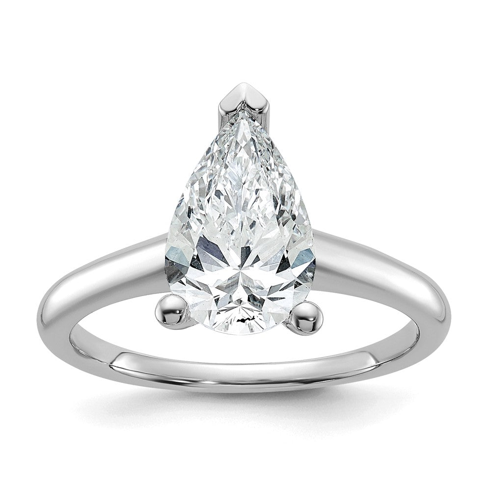 14kw 2ct Cert Lab Grown Diamond VS+ F+ Pear Solitaire Comp Eng Ring