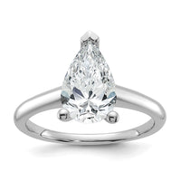 14kw 2ct Cert Lab Grown Diamond VS+ F+ Pear Solitaire Comp Eng Ring