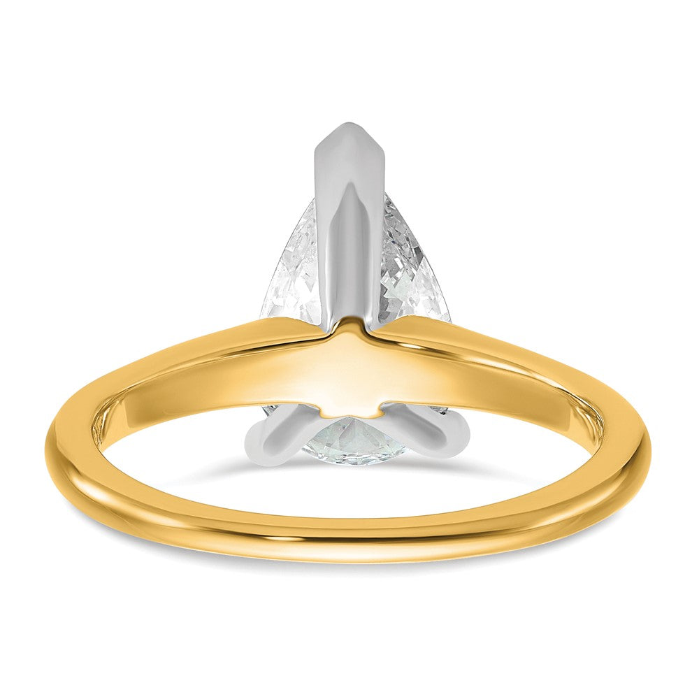 14ktt 2ct Cert Lab Grown Diamond VS+ F+ Pear Solitaire Comp Eng Ring