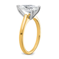 14ktt 2ct Cert Lab Grown Diamond VS+ F+ Pear Solitaire Comp Eng Ring