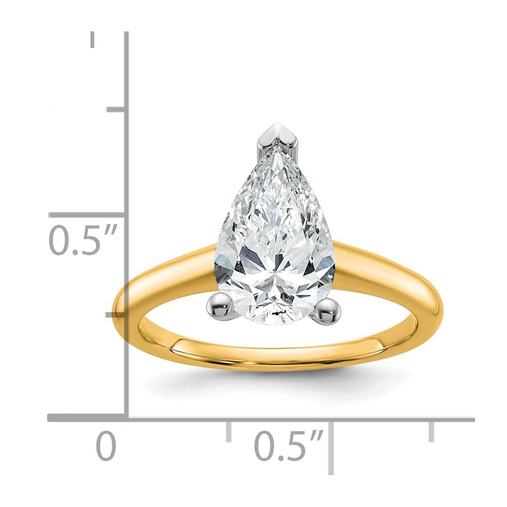 14ktt 2ct Cert Lab Grown Diamond VS+ F+ Pear Solitaire Comp Eng Ring
