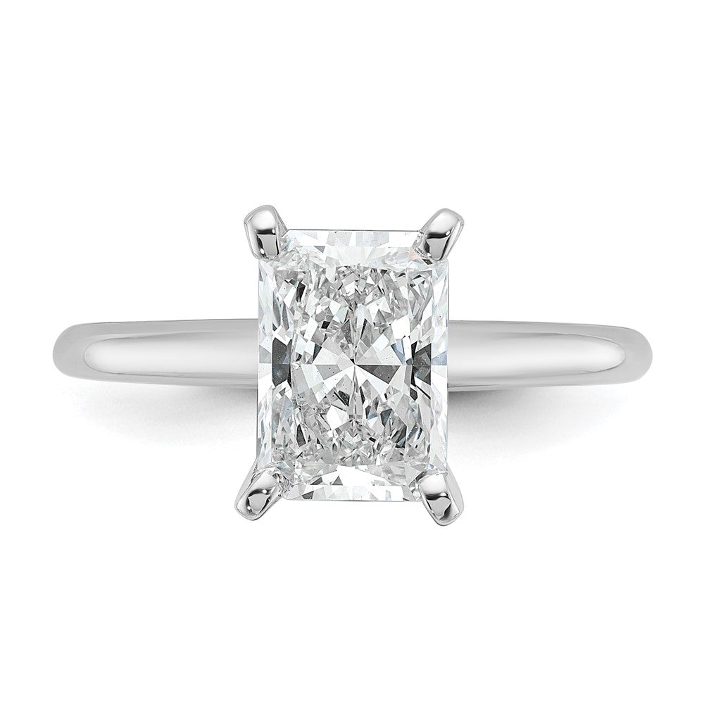 14kw 2ct Cert Lab Grown Dia VS/SI+ G+ Radiant Solitaire Comp Eng Ring