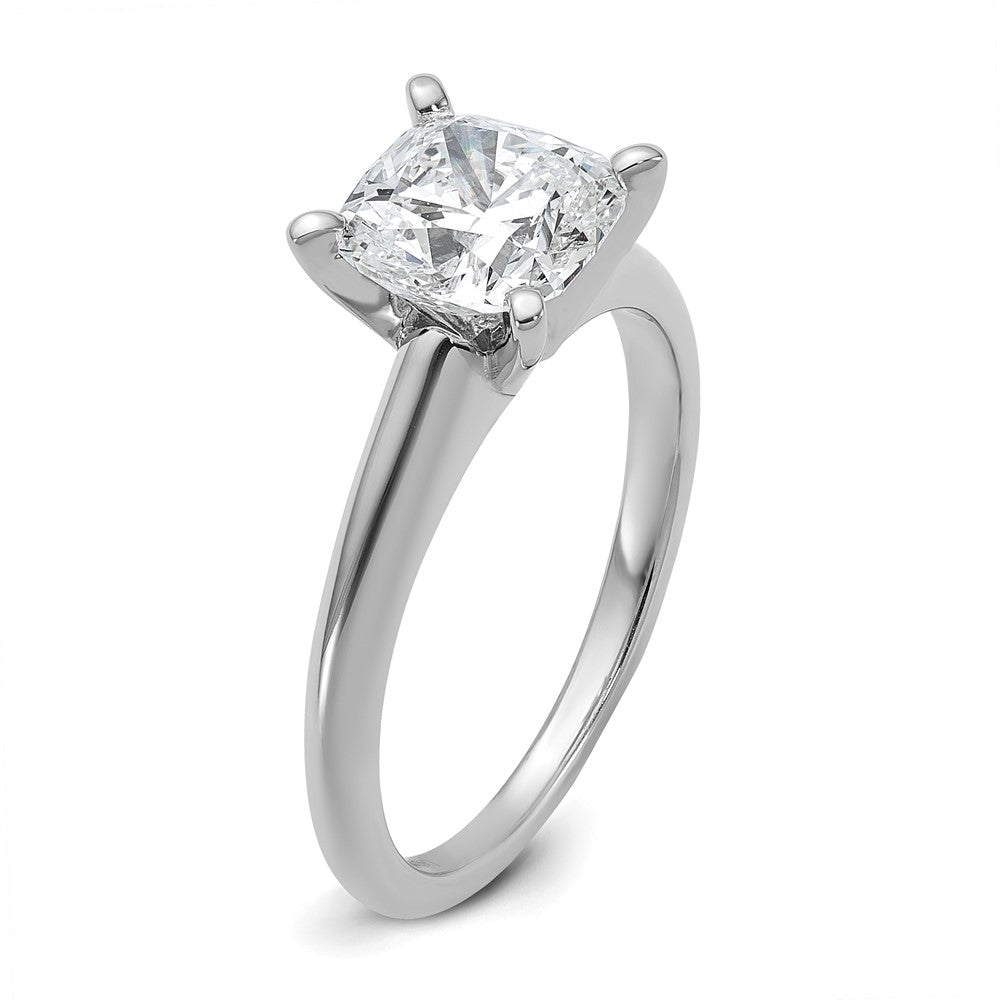 14kw 2 1/4ct Lab Grown Diamond VS/SI+ G+ Cushion Comp Solitaire Eng Ring