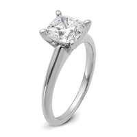 14kw 2 1/4ct Lab Grown Diamond VS/SI+ G+ Cushion Comp Solitaire Eng Ring