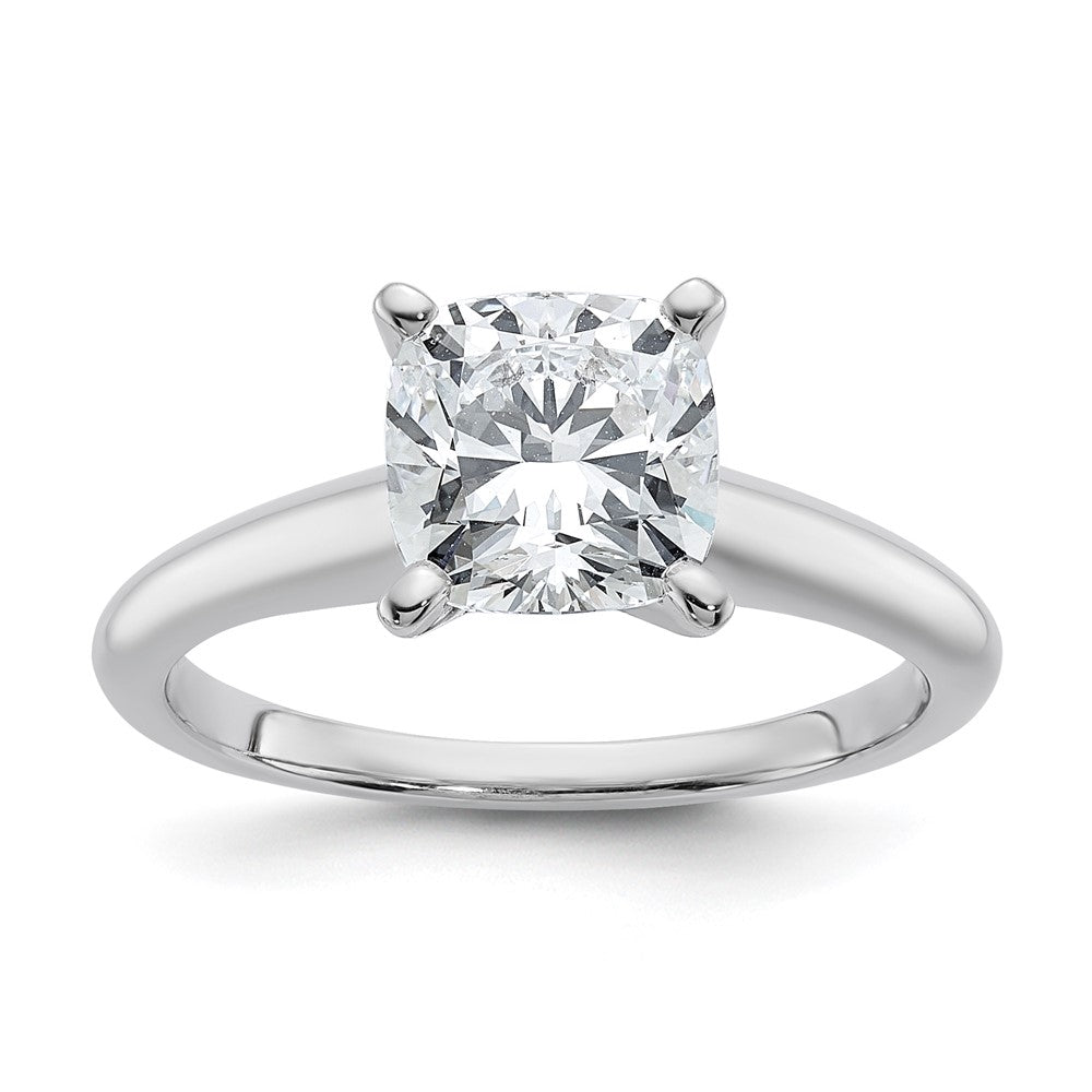 14kw 2 1/4ct Lab Grown Diamond VS/SI+ G+ Cushion Comp Solitaire Eng Ring