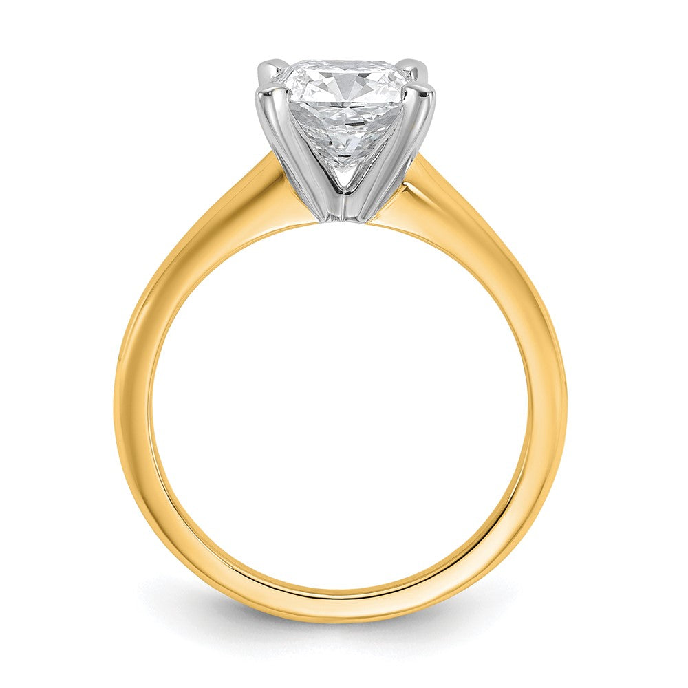 14ktt 2 1/4ct Lab Grown Diamond VS/SI+ G+ Cushion Comp Solitaire Eng Ring