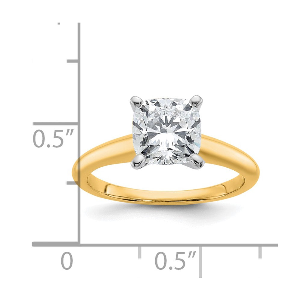 14ktt 2 1/4ct Lab Grown Diamond VS/SI+ G+ Cushion Comp Solitaire Eng Ring