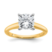 14ktt 2 1/4ct Cert Lab Grown Dia VS/SI+ G+ Cushion Comp Solitaire Eng Ring