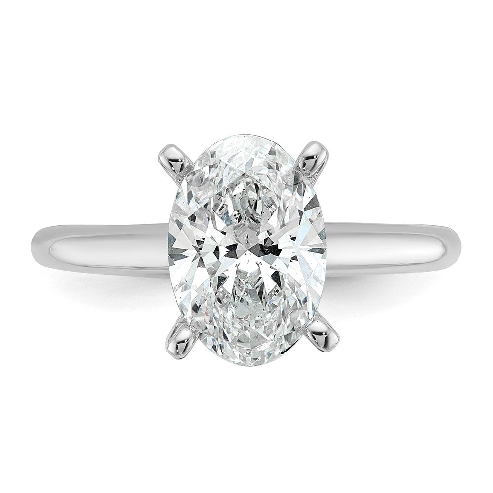 14kw 2 1/4ct Lab Grown Diamond VS/SI+ G+ Oval Comp Solitaire Eng Ring