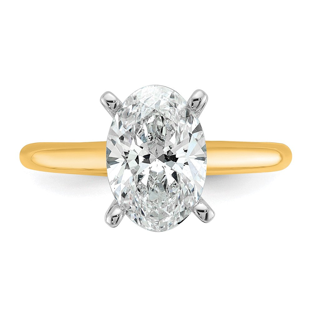 14ktt 2 1/4ct Lab Grown Diamond VS+ F+ Oval Comp Solitaire Eng Ring