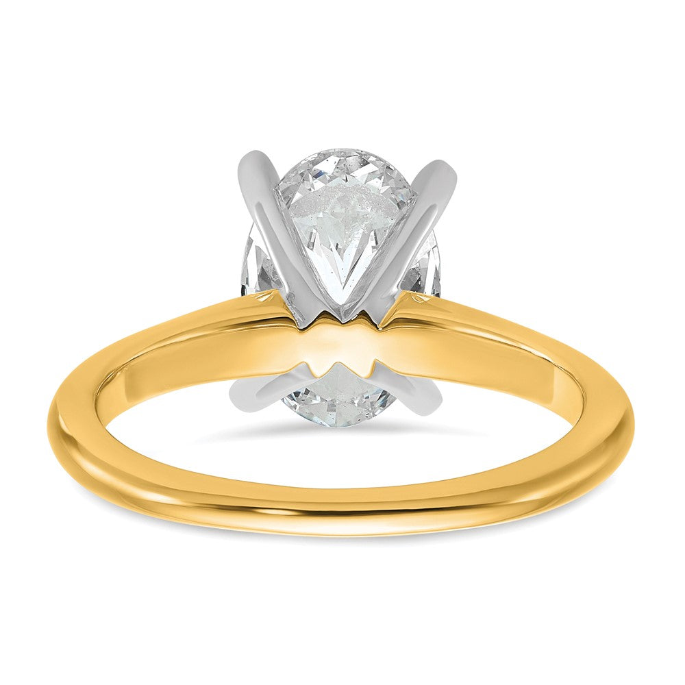 14ktt 2 1/4ct Cert Lab Grown Diamond VS+ F+ Oval Comp Solitaire Eng Ring