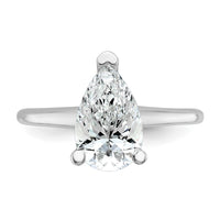 14kw 2 1/4ct Lab Grown Diamond VS/SI+ G+ Pear Solitaire Comp Eng Ring