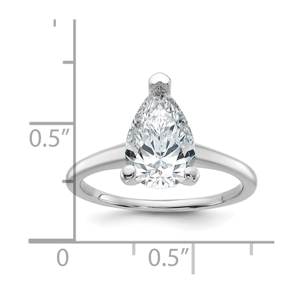 14kw 2 1/4ct Lab Grown Diamond VS/SI+ G+ Pear Solitaire Comp Eng Ring
