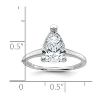 14kw 2 1/4ct Cert Lab Grown Diamond VS/SI+ G+ Pear Solitaire Comp Eng Ring