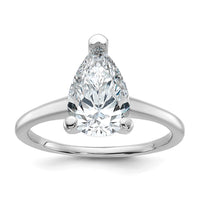 14kw 2 1/4ct Cert Lab Grown Diamond VS/SI+ G+ Pear Solitaire Comp Eng Ring