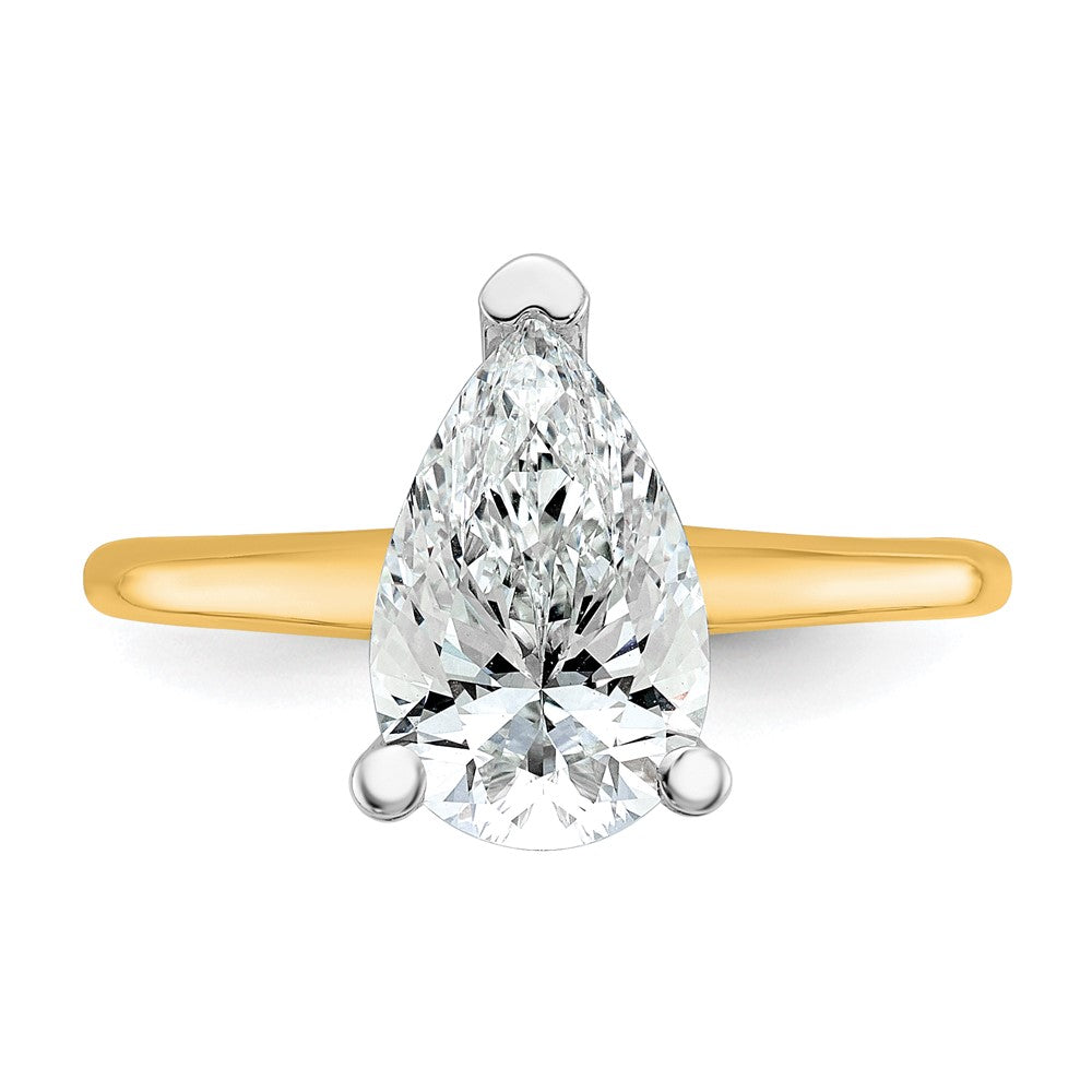 14ktt 2 1/4ct Lab Grown Diamond VS/SI+ G+ Pear Solitaire Comp Eng Ring