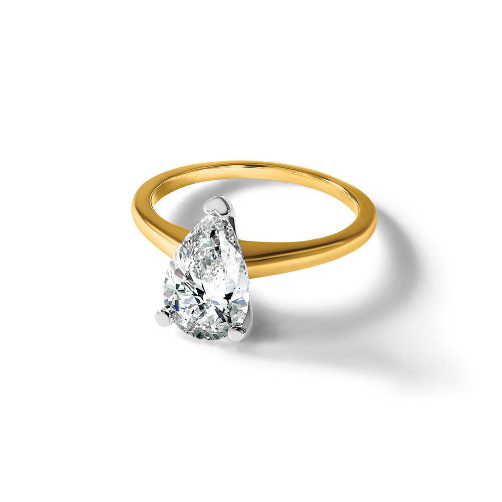 14ktt 2 1/4ct Lab Grown Diamond VS/SI+ G+ Pear Solitaire Comp Eng Ring